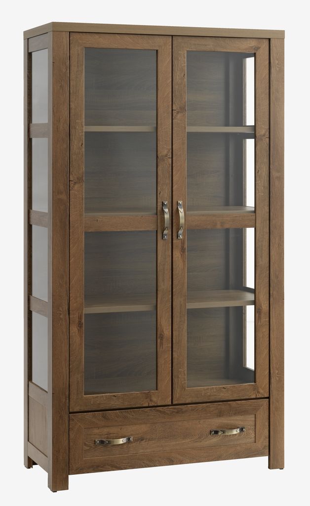 Display cabinet JUNGEN 2 doors 1 drawer wild oak colour - JYSK