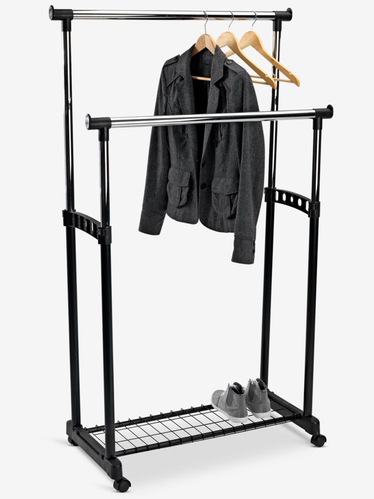 Clothes rail GUDME double black/chrome - JYSK