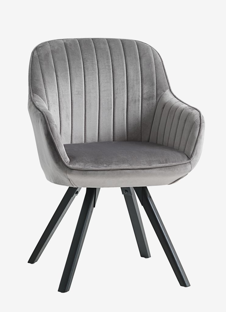 Armchair ONSEVIG velvet grey/black - JYSK