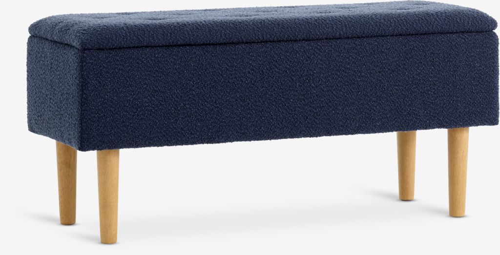 Bench BADSTED w/storage dark blue fabric - JYSK