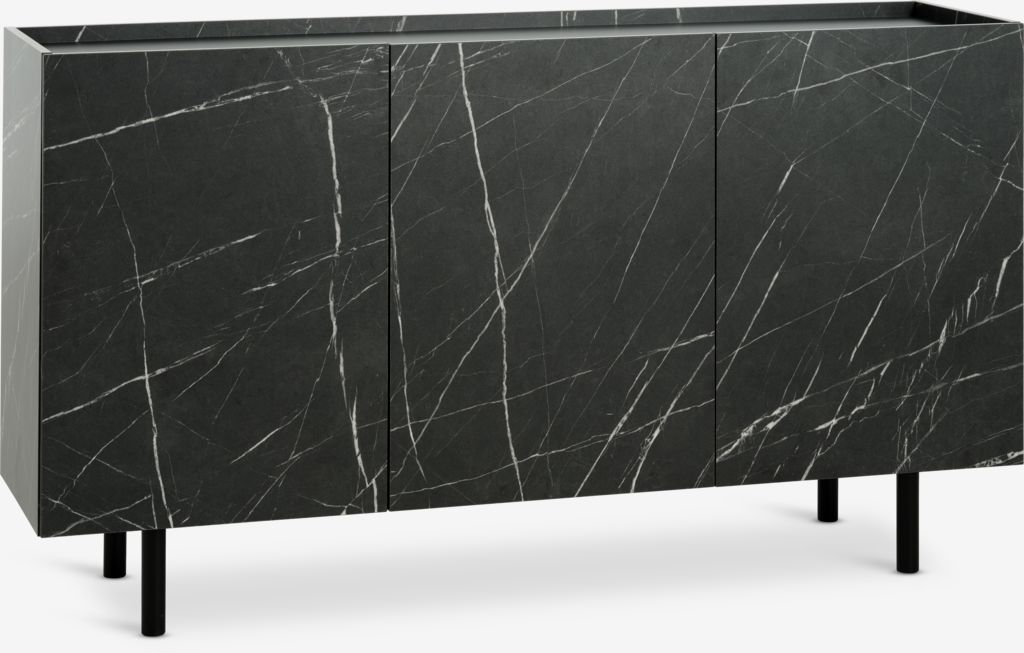 Sideboard KRONDAL 3 doors black/marble colour - JYSK