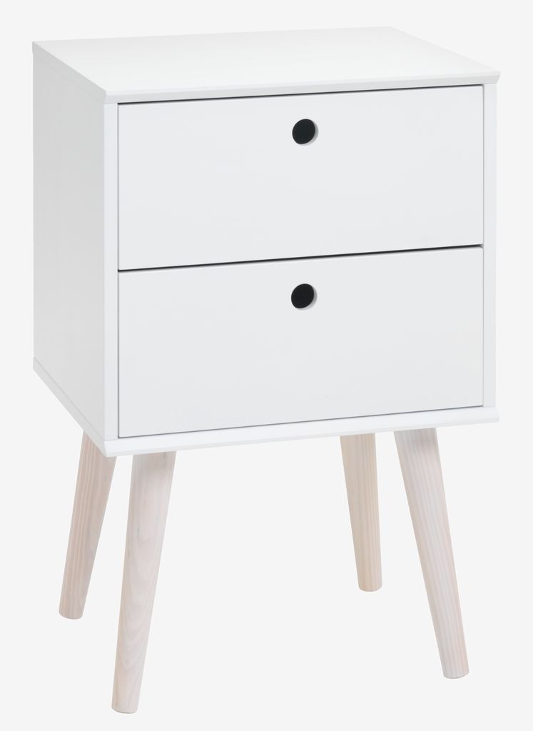 Bedside table OPLEV 2 drawers white/pine - JYSK
