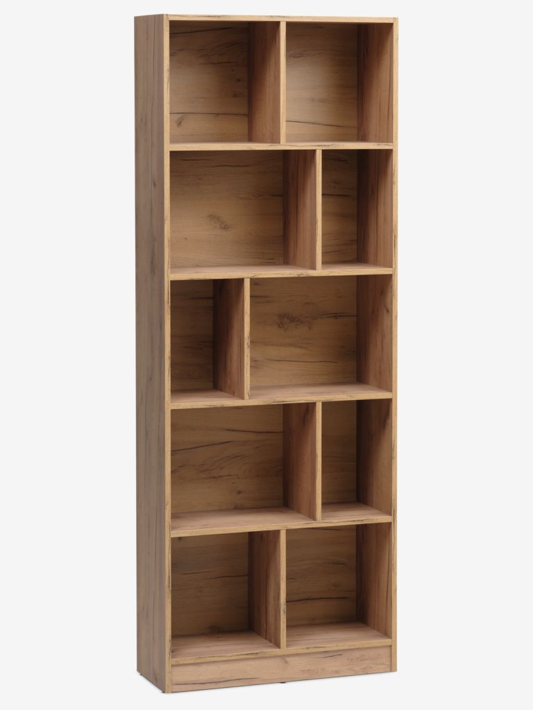 Bookcase MOSBJERG 10 shelves oak colour - JYSK