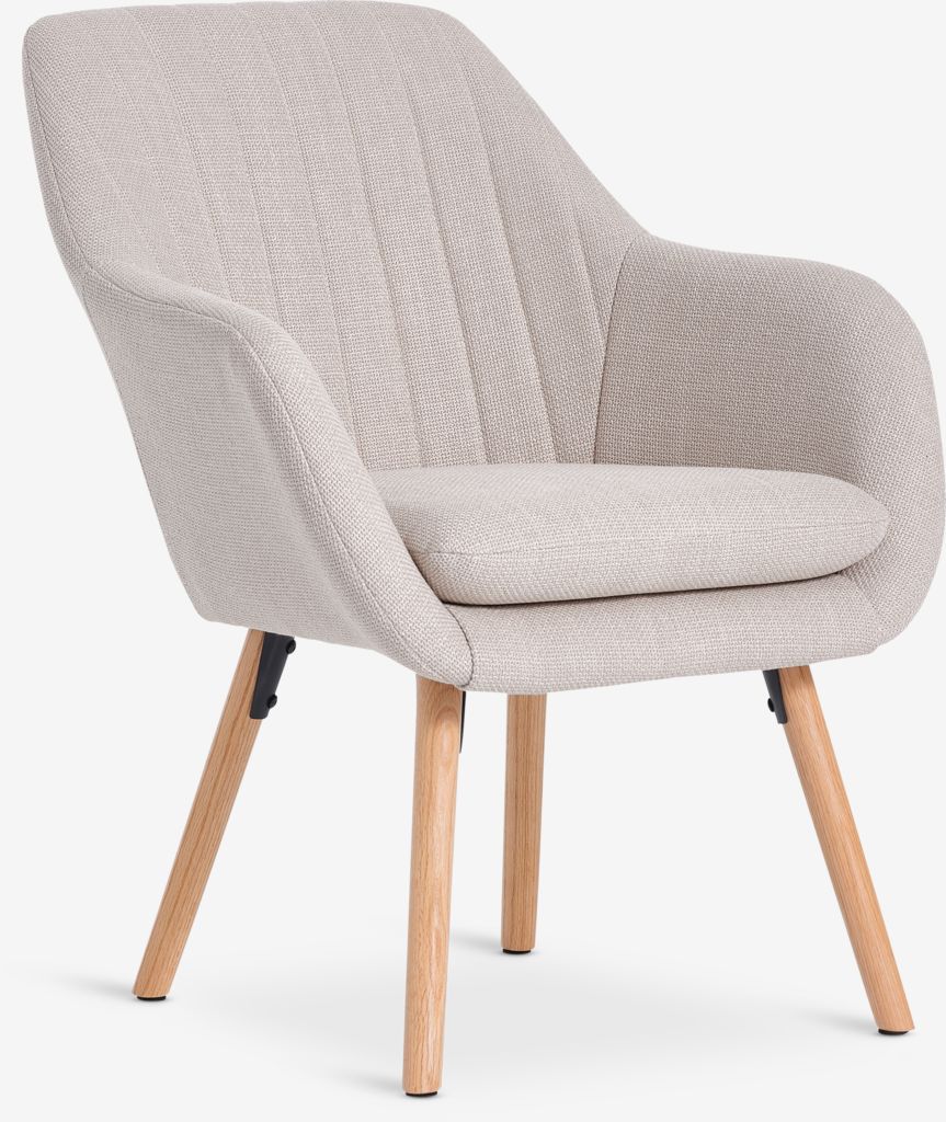 Armchair UDSBJERG beige fabric/oak - JYSK