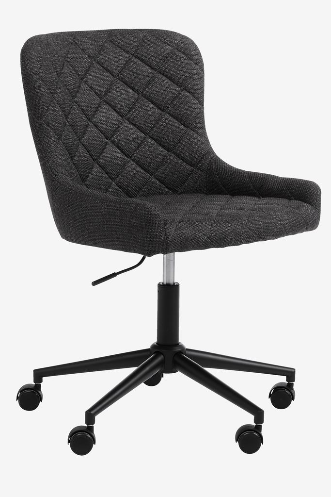 Desk chair PEBRINGE dark grey fabric/black - JYSK
