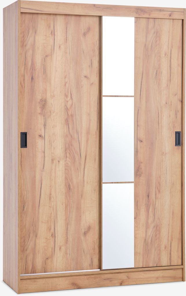 Wardrobe ODDER 120x201 2 sliding doors w/mirror oak - JYSK