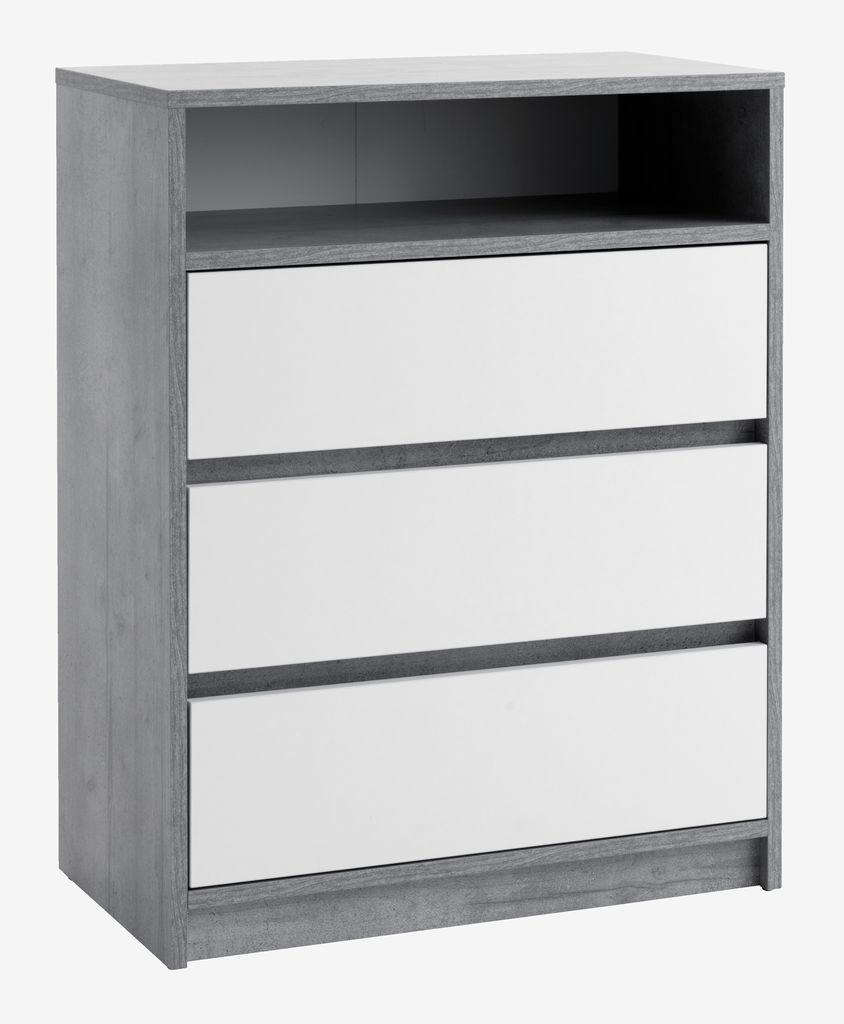 3 drawer chest BILLUND white/concrete - JYSK