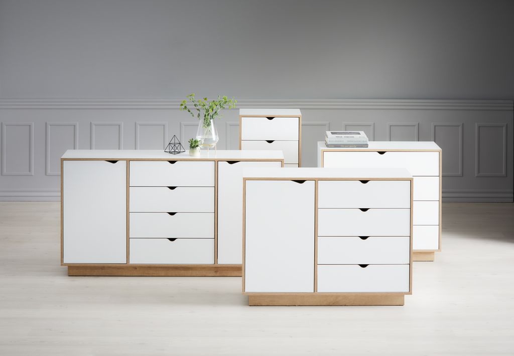 5 drawer chest MAMMEN slim white/oak - JYSK