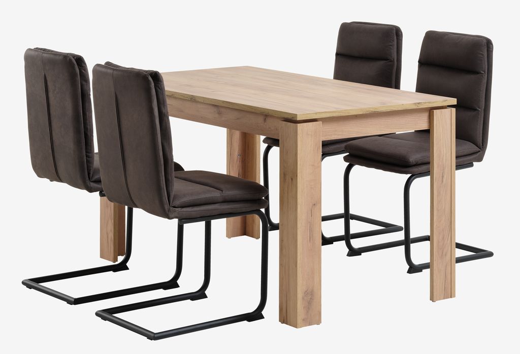 LINTRUP L140 table oak + 4 ULSTRUP chairs anthracite - JYSK