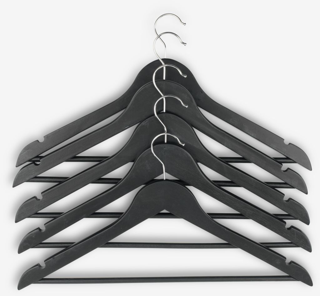 Hangers HELMUT L44cm pack of 5 black - JYSK
