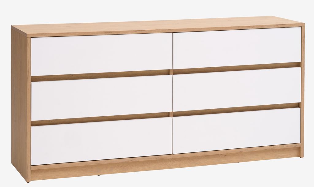 3+3 drawer chest BILLUND white/oak - JYSK