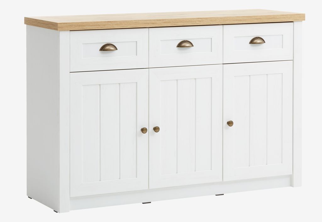 Sideboard MARKSKEL 3 doors white/oak - JYSK