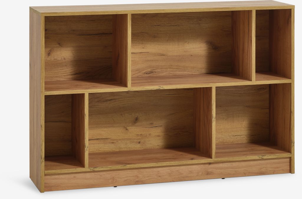 Bookcase MOSBJERG 6 shelves oak colour - JYSK