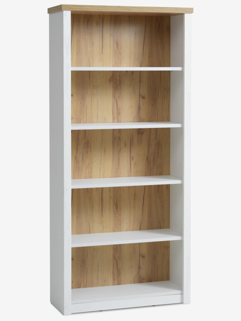 Bookcase MARKSKEL 5 shelves white/oak colour - JYSK
