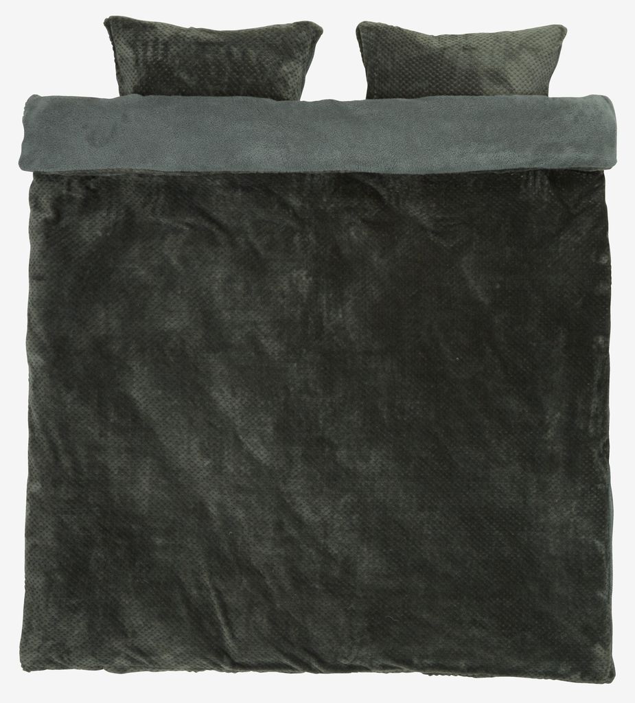 Fleece duvet cover set RIE Double anthracite grey - JYSK