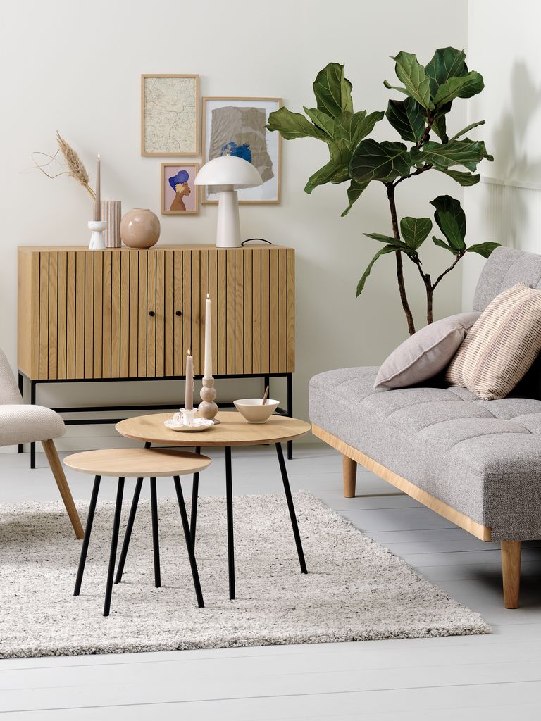 End table NYBO D40 oak colour/black - JYSK