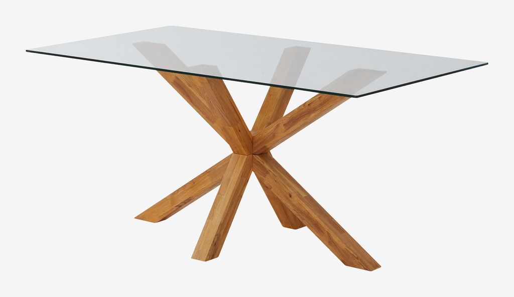 Dining table AGERBY 90x160 glass/oak - JYSK