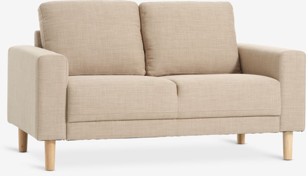 Sofa EGENSE 2 seater sand fabric/oak colour - JYSK