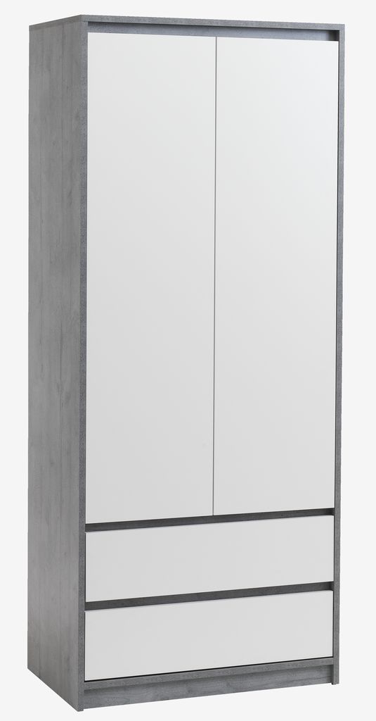 Wardrobe BILLUND 80x193 white/concrete - JYSK