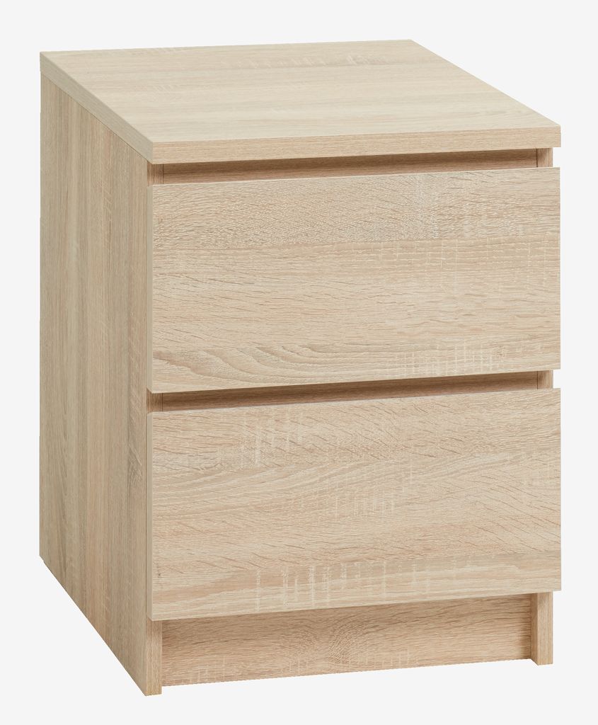 Bedside table LIMFJORDEN 2 drawers light oak colour - JYSK