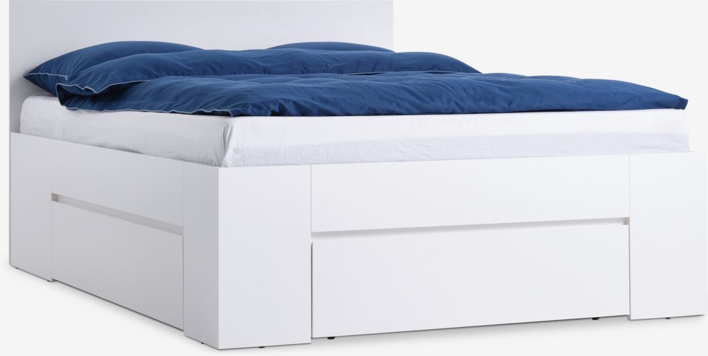 Bed frame LIMFJORDEN 3 drawers Double white - JYSK