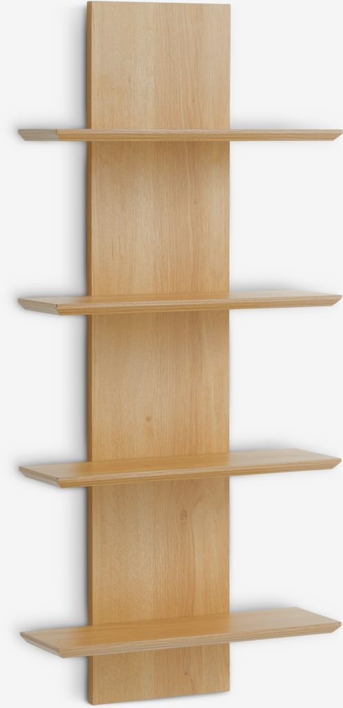 Wall shelf BORUM 4 shelves oak colour - JYSK