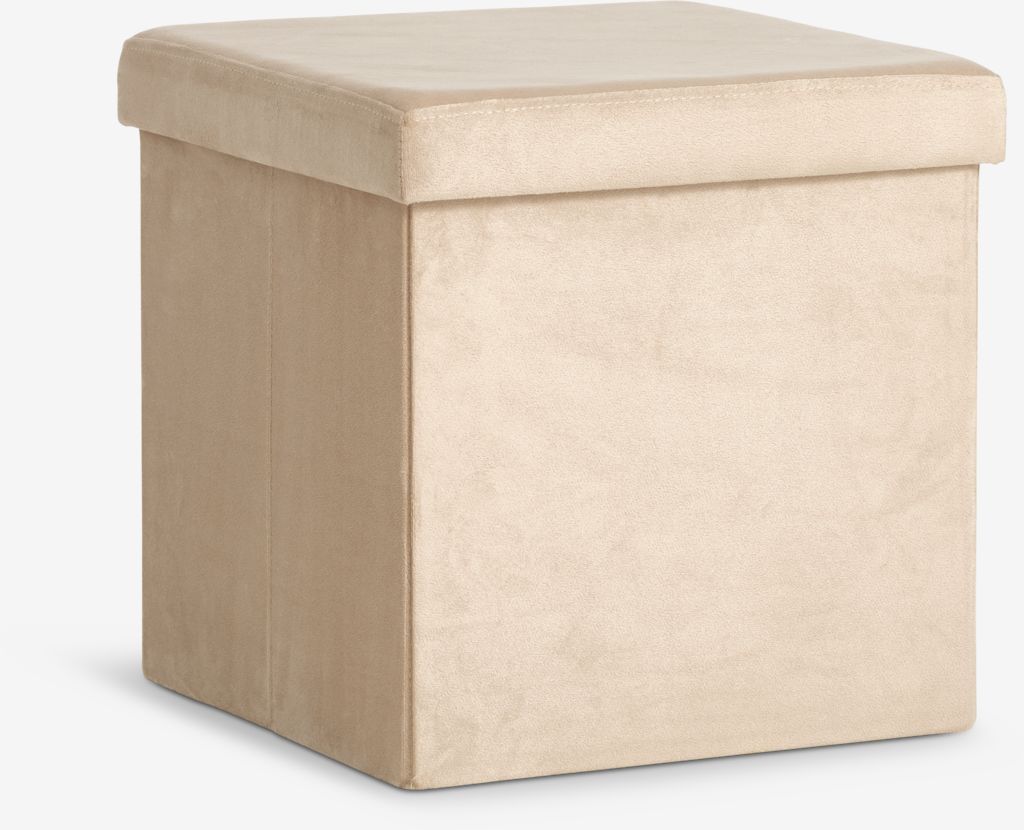 Pouffe AUNING 38x38 w/storage dark sand velvet - JYSK
