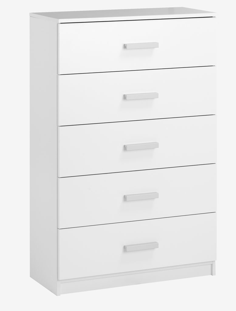 5 drawer chest TAPDRUP wide white - JYSK