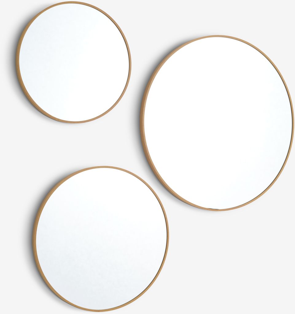 Mirror SANDAGER pack of 3 oak colour - JYSK