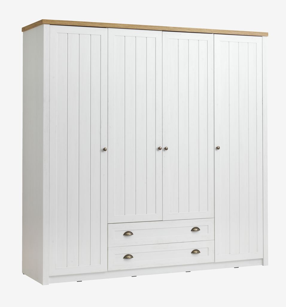 Wardrobe MARKSKEL 212x210 white/oak colour - JYSK