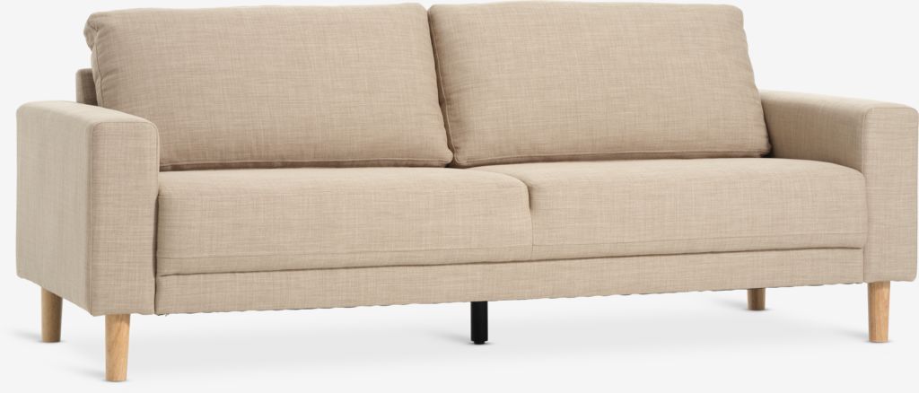 Sofa EGENSE 3 seater sand fabric/oak colour - JYSK