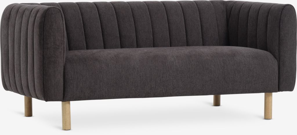 Sofa MAGLEBY 2.5-seater dark brown fabric/oak colour - JYSK