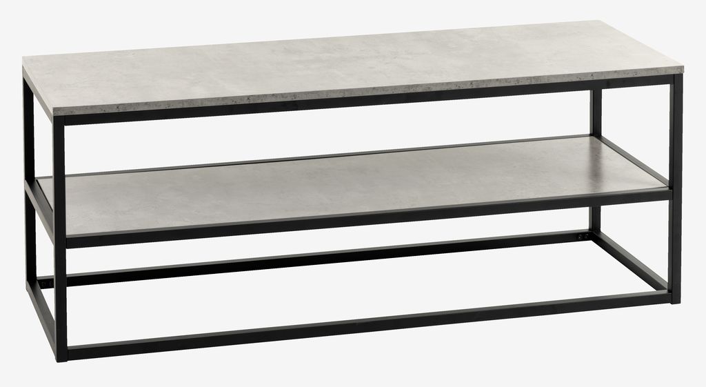 TV bench DOKKEDAL 1 shelf concrete color/black - JYSK