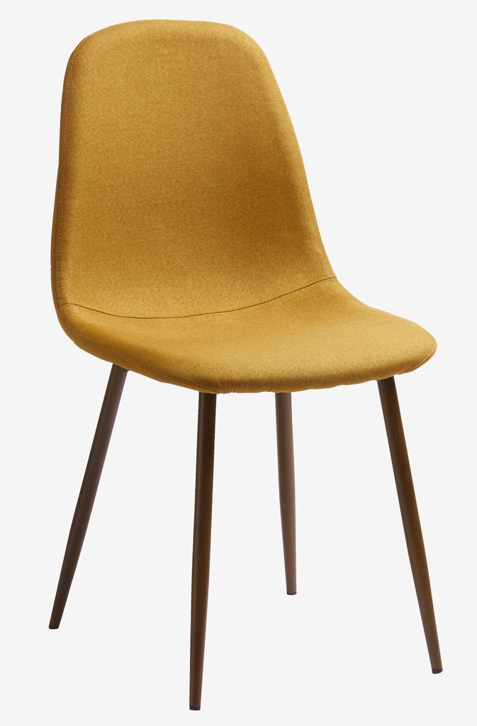 Dining chair JONSTRUP curry fabric/dark oak colour - JYSK