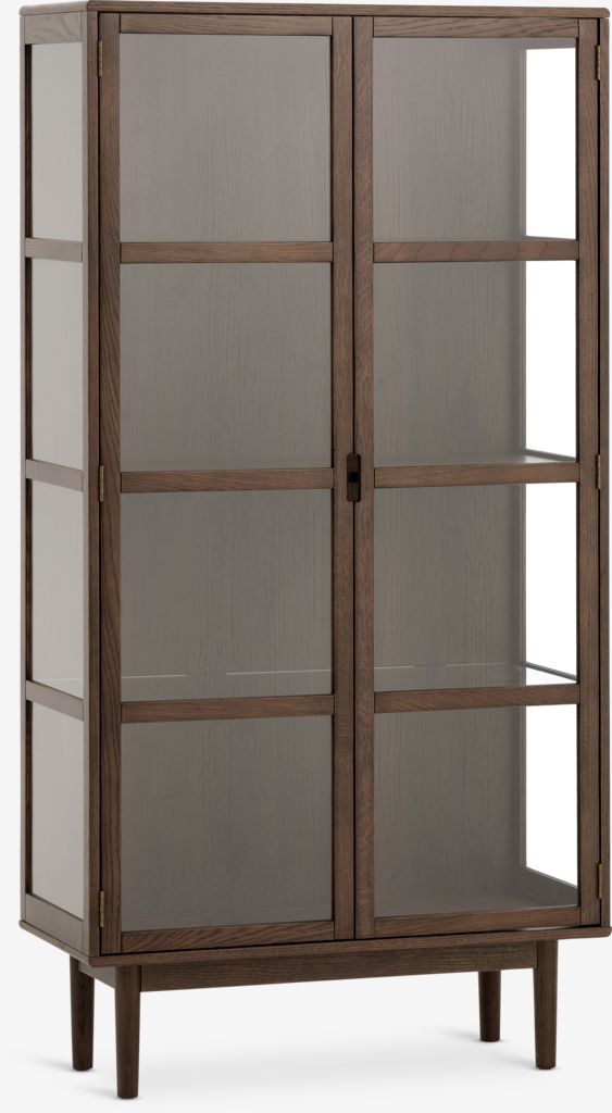 Display cabinet VESTERBY high 2 doors dark oak - JYSK