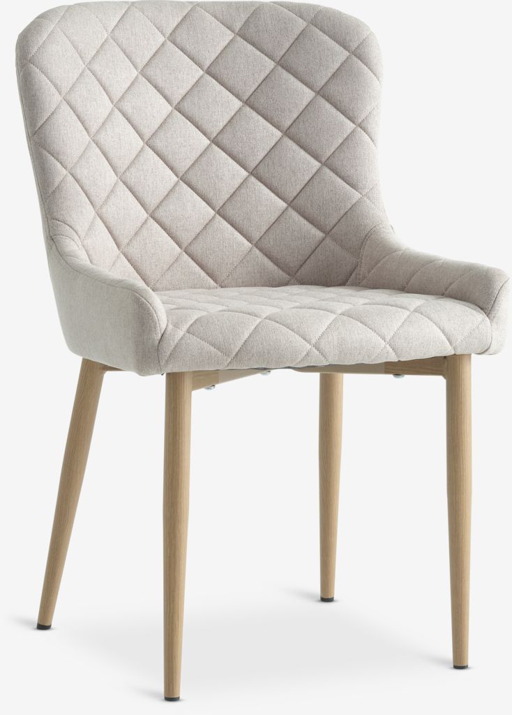 Dining chair BELLINGE sand fabric/oak colour - JYSK