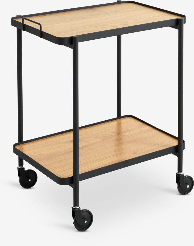 Trolley GANGSTED 2 shelves oak colour/black - JYSK