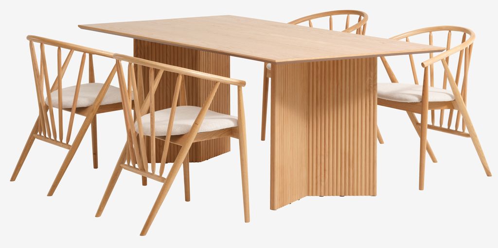 VESTERBORG L200 table oak + 4 ARNBORG chairs oak - JYSK