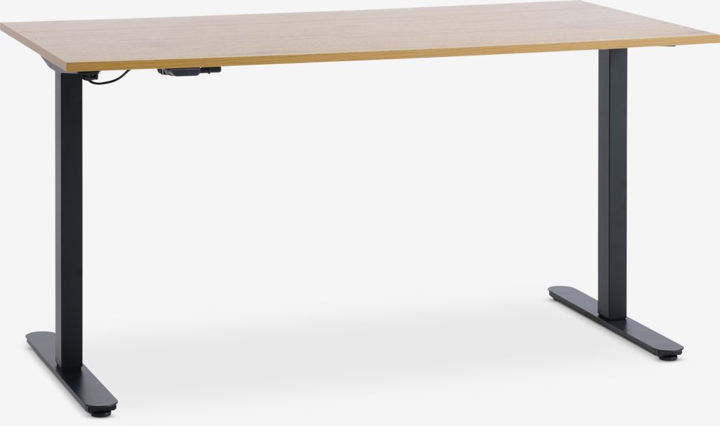 Height adjustable desk SVANEKE 70x140 oak colour/black - JYSK