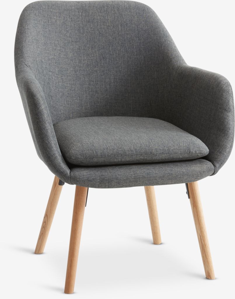 Armchair UDSBJERG grey fabric/oak - JYSK