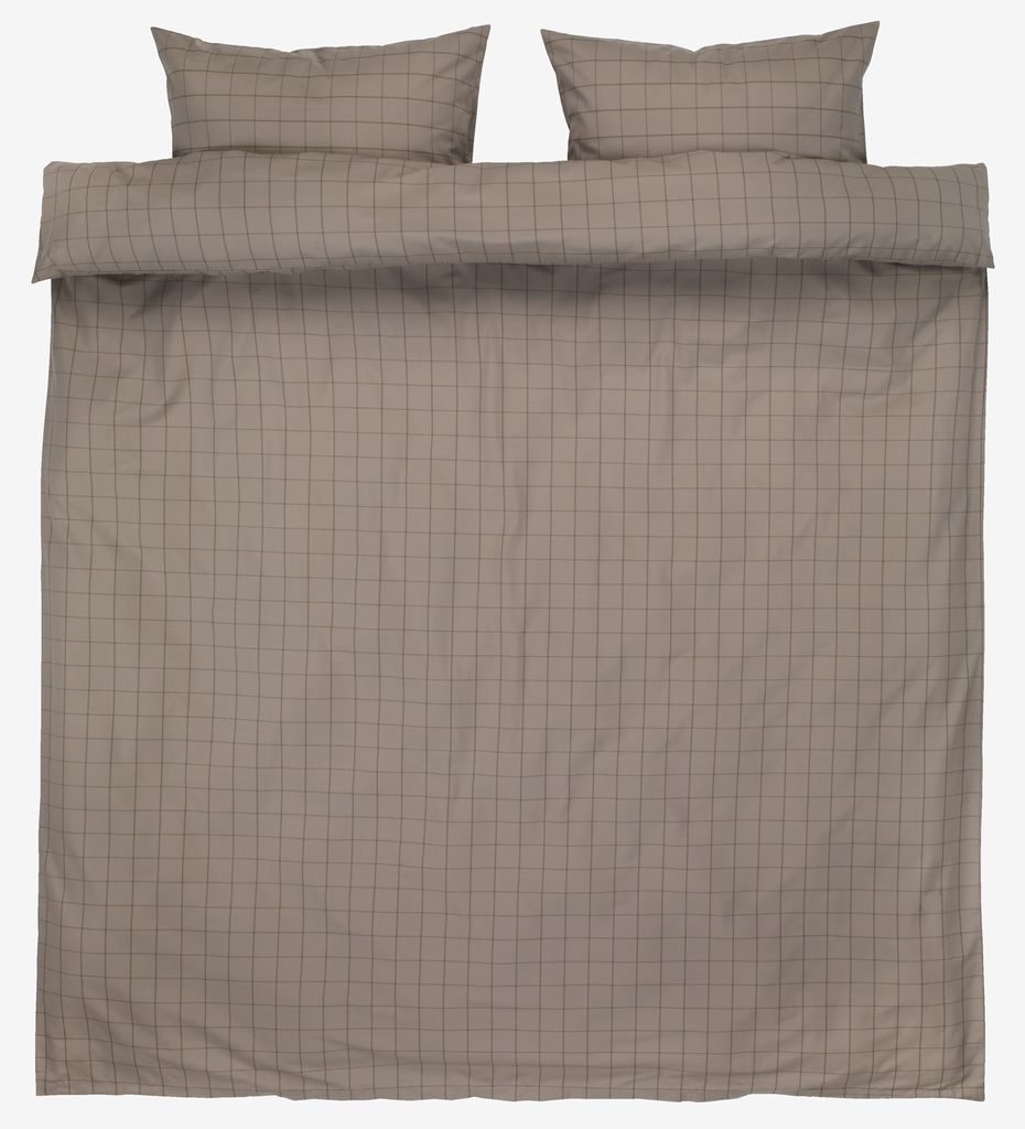 Percale duvet cover set TANJA Yarn dyed King khaki - JYSK