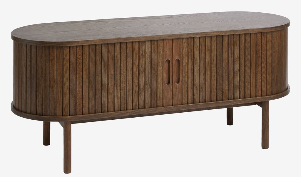 TV bench LYNGVIG 120cm 2 tambour doors dark oak - JYSK