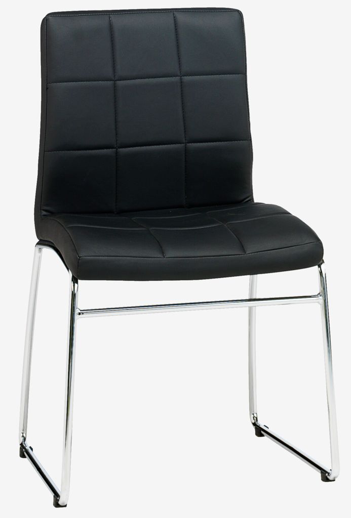 Dining chair HAMMEL black faux leather/chrome - JYSK