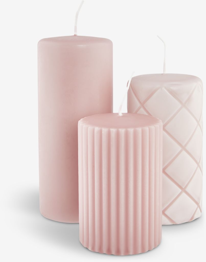 Pillar candle ALFRED rose set of 3 - JYSK