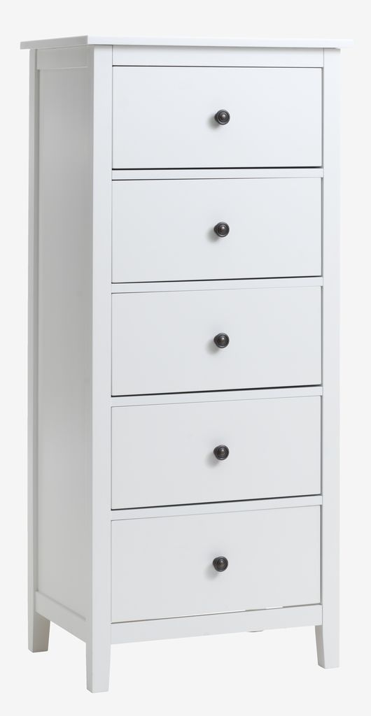 5 drawer chest NORDBY white - JYSK
