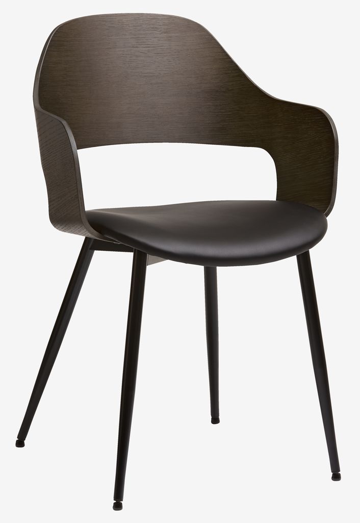 Dining chair HVIDOVRE dark oak/black - JYSK