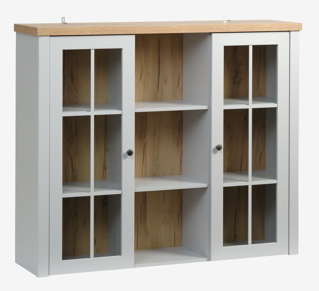 Top section MARKSKEL 2 doors light grey/oak colour - JYSK