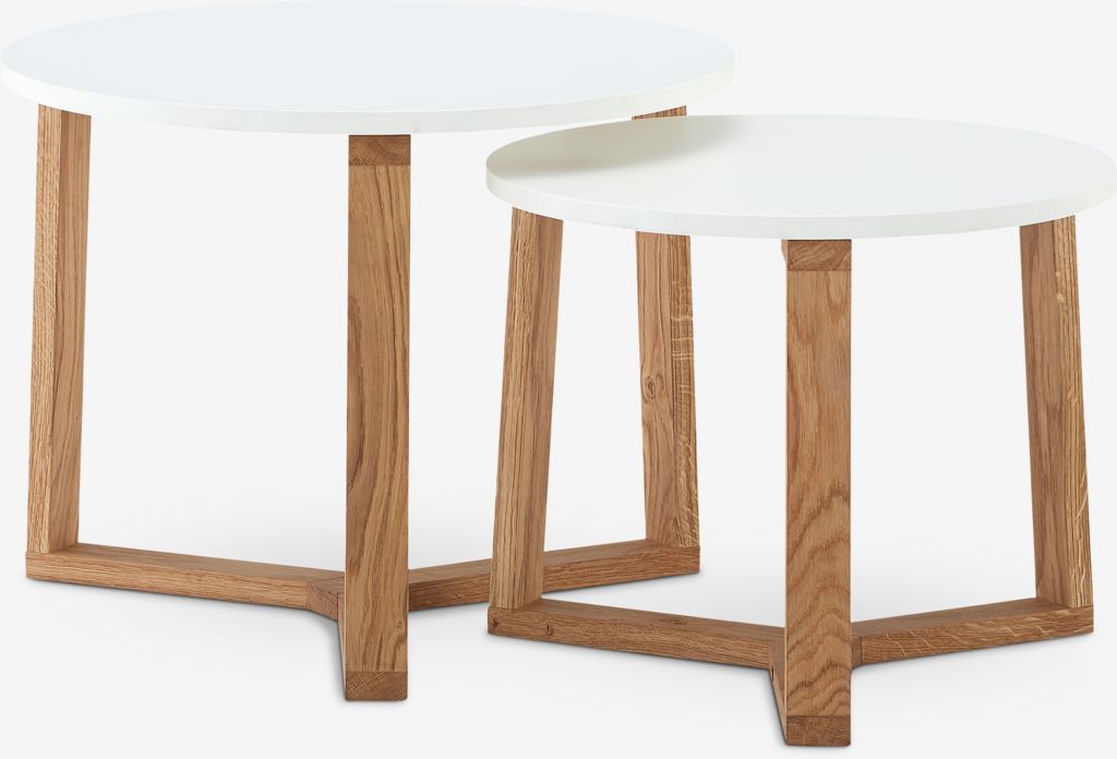 Nest of tables D60/50 SVENSTRUP white/oak pack of 2 - JYSK
