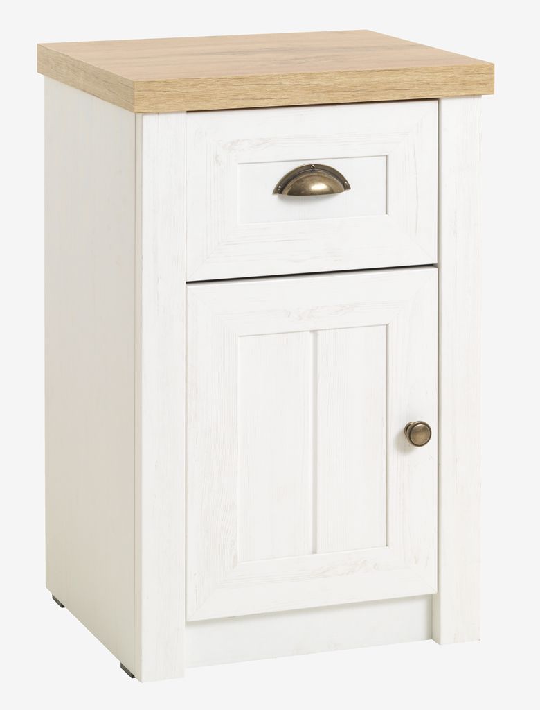 Bedside table MARKSKEL 1 drawer white/oak colour - JYSK