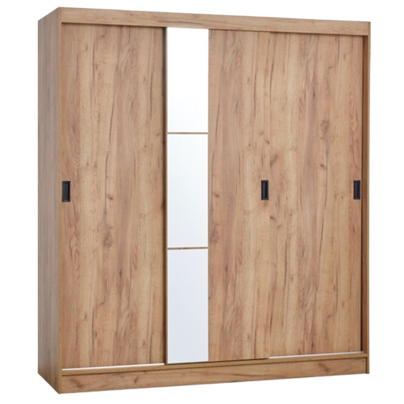 Wardrobe ODDER 179x201 3 sliding doors w/mirror oak - JYSK